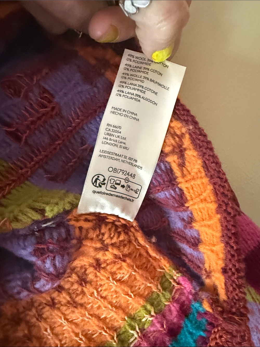 Free People Multicolor Fair Isle Crewneck Sweater - Orange, Pink, Purple, Green - Picture 4 of 5